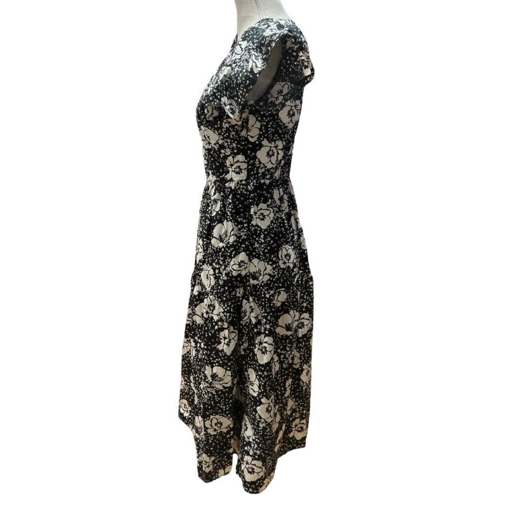 Who Wear What Spatter Camellia Blk/Wht Floral Midi Dress Size XS - Picture 7 of 9